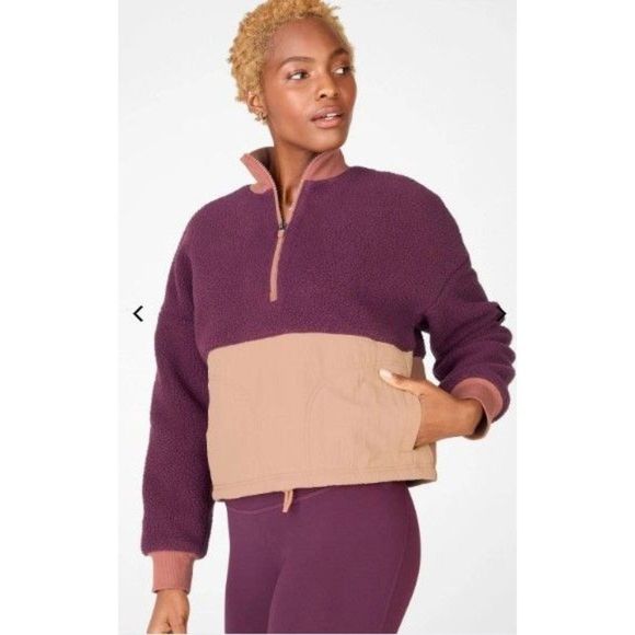 NWOT Fabletics Mallory Fleece Pullover Half Zip Top XL - Picture 1 of 11